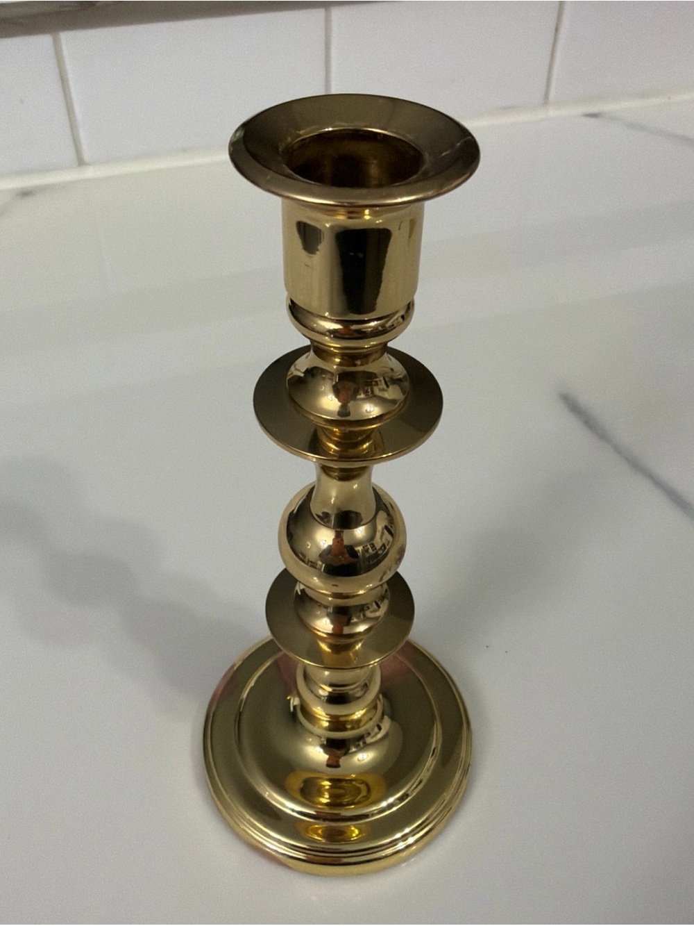 Polished Brass Candlestick Holder - Gold